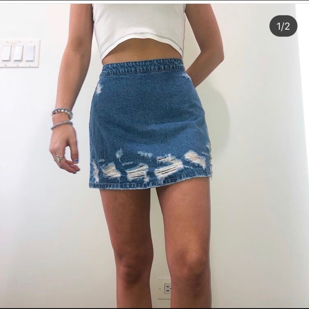 Distressed Jean Skirt